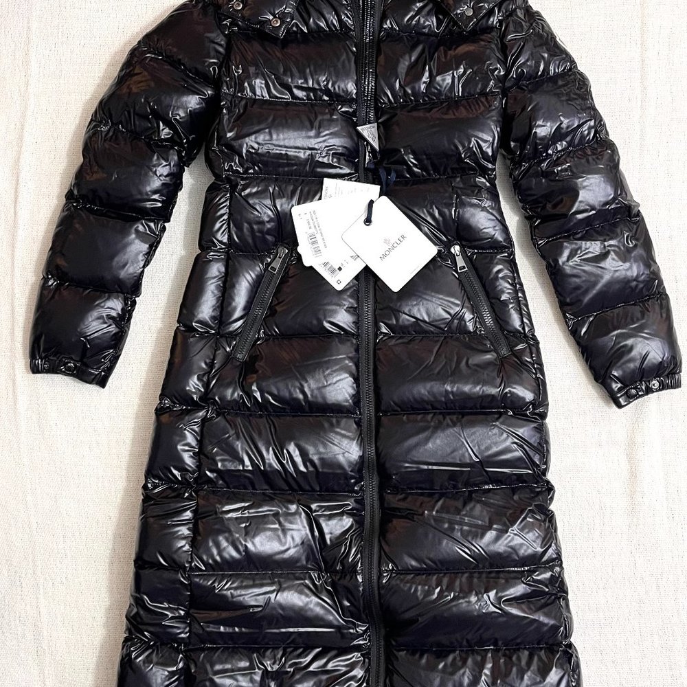 MONCLER Hudson Long Puffer Coat with Fur Hood